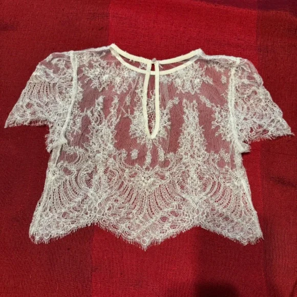 Never Worn Alexandra Grecco Lula Lace Bridal Crop Top